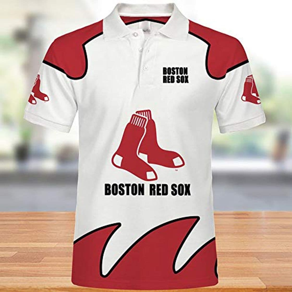 Moda LIULL Los Adolescentes Polos Boston Red Sox MLB Camiseta 3D Jersey Ocasional