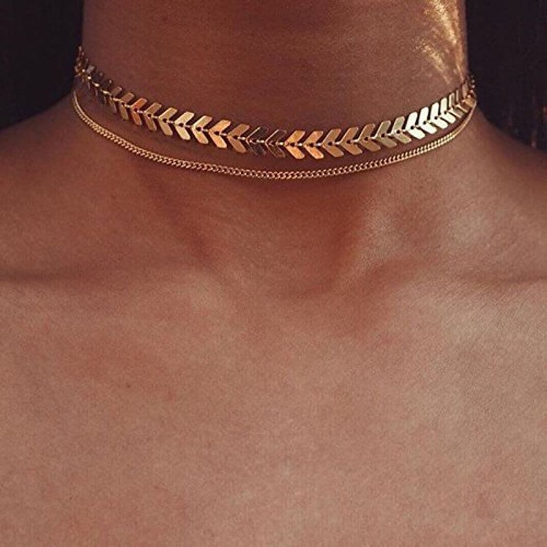 Beauty kercisbeauty Simple Chevron flecha Fish Bone plata gargantilla collar para las mujeres