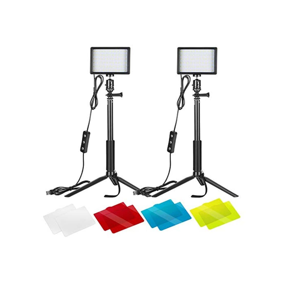 Electrónica Neewer 2-Pack Luz LED Video 5600K Regulable con Soporte Trípode Ajustable/Filtros de