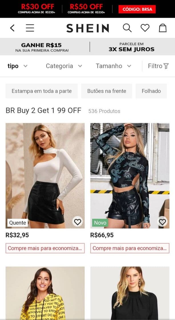 Moda Oferta pague 2 e leve 3