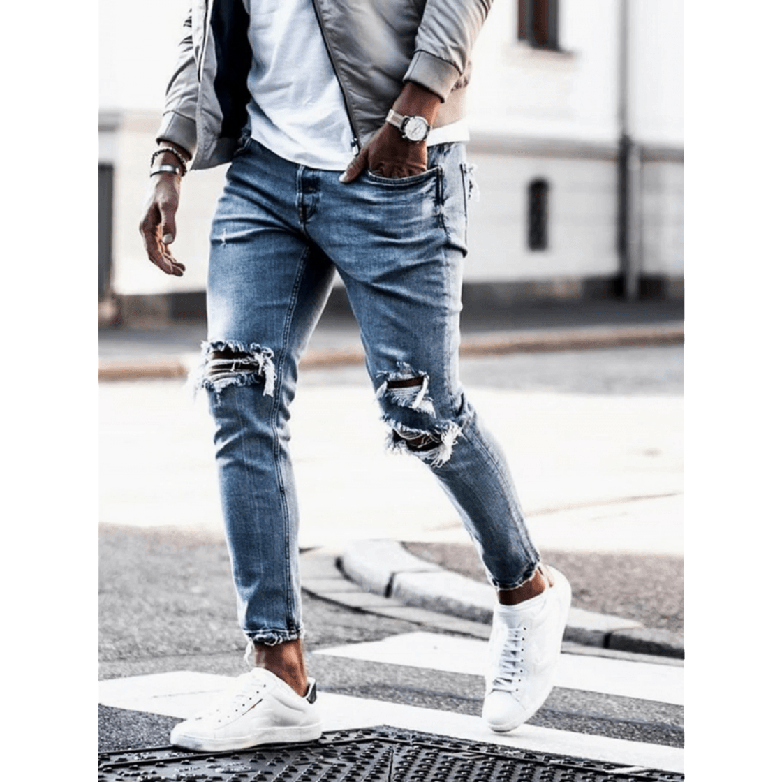 Moda Calça rasgada masculina