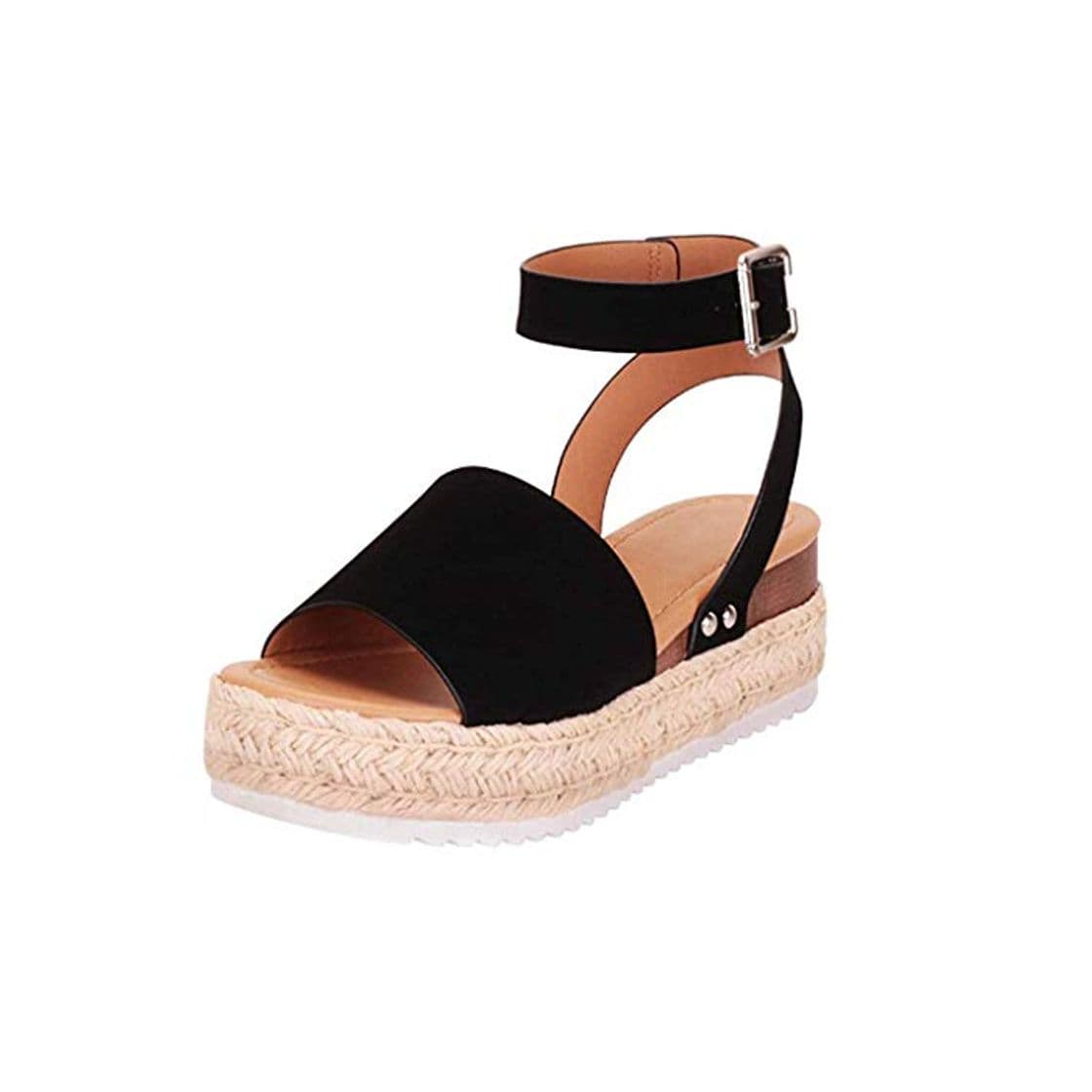 Product Sandalias Mujer Verano 2019 cáñamo Fondo Grueso Sandalias Punta Abierta Cuero Fondo