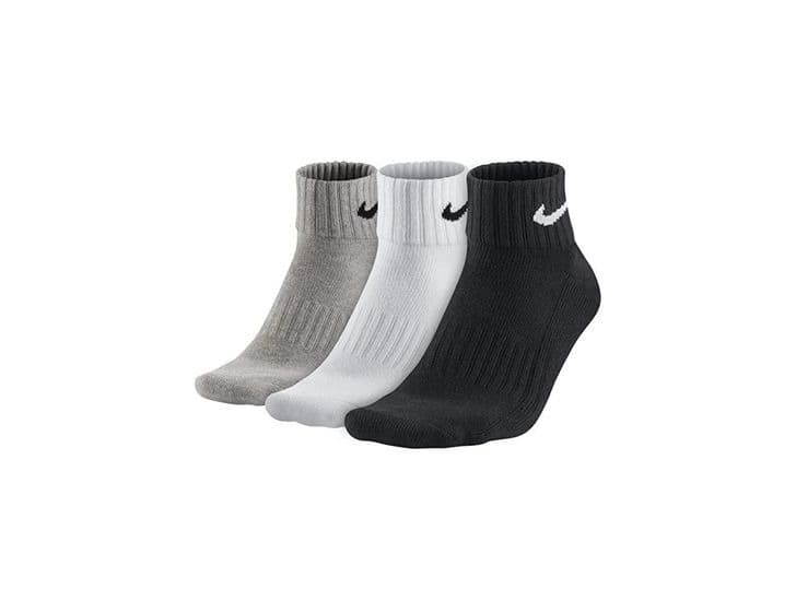 Fashion Nike One Quarter Socks 3PPK Value Calcetines para Hombre, Blanco