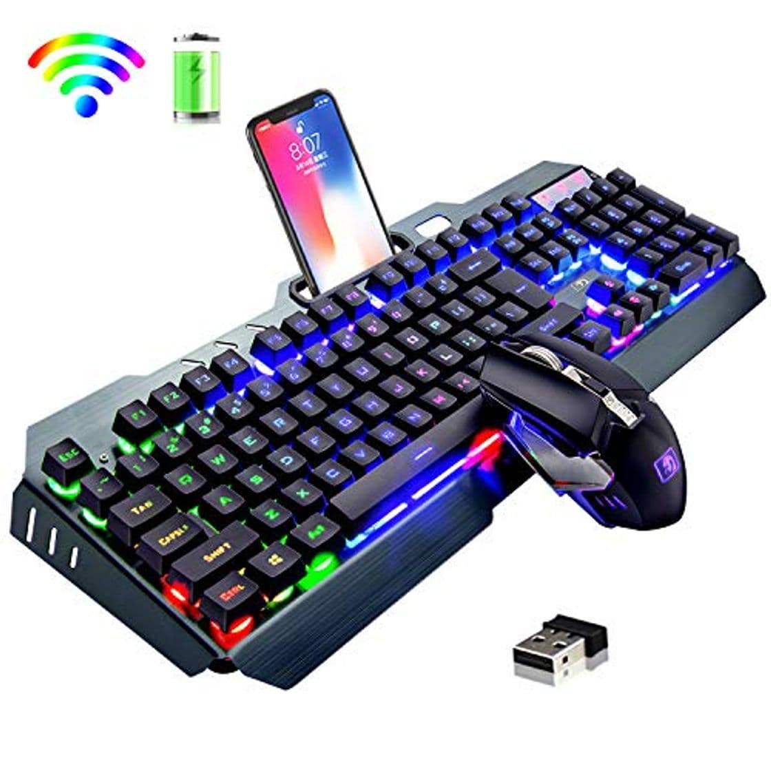 Producto Juego de teclado y mouse recargables inalámbricos para juegos 2.4G , gran