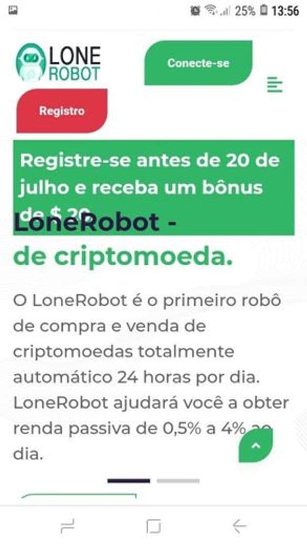 App ROBOT ESTÁ DANDO 20$ PARA COMEÇAR A INVESTIR!