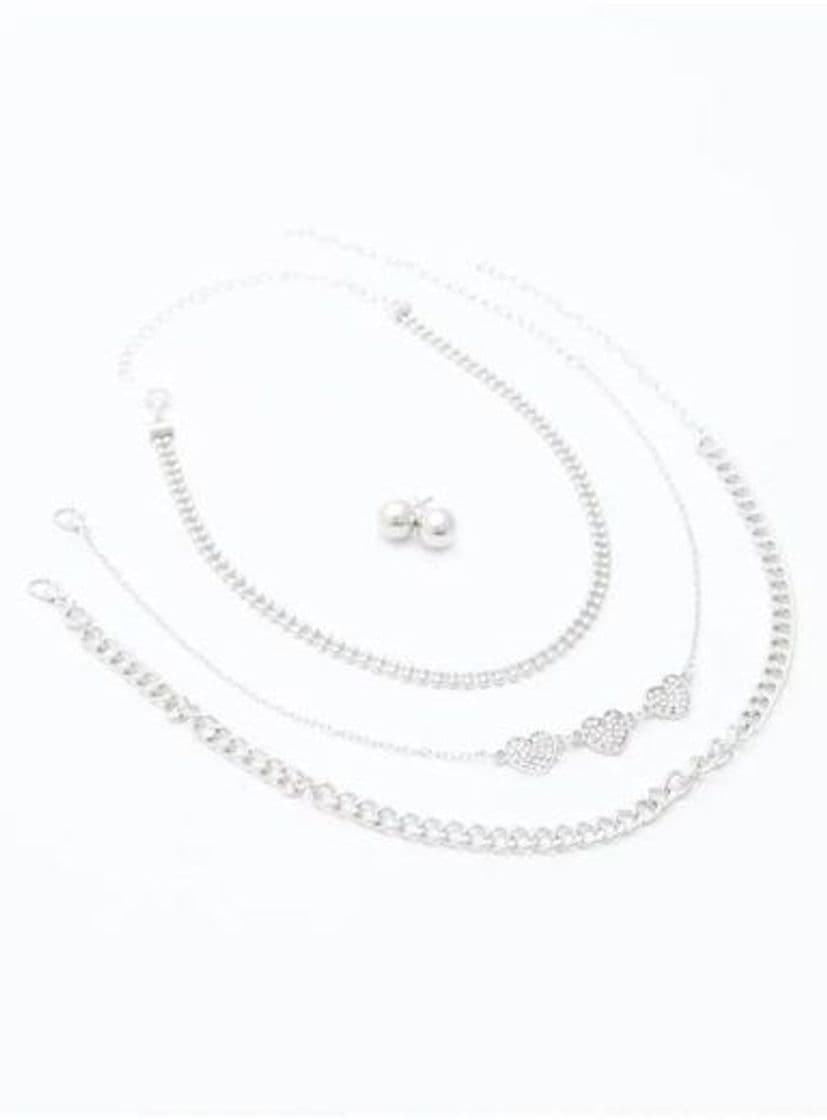 Fashion SET DE COLLAR CADENAS PLATA - UNI