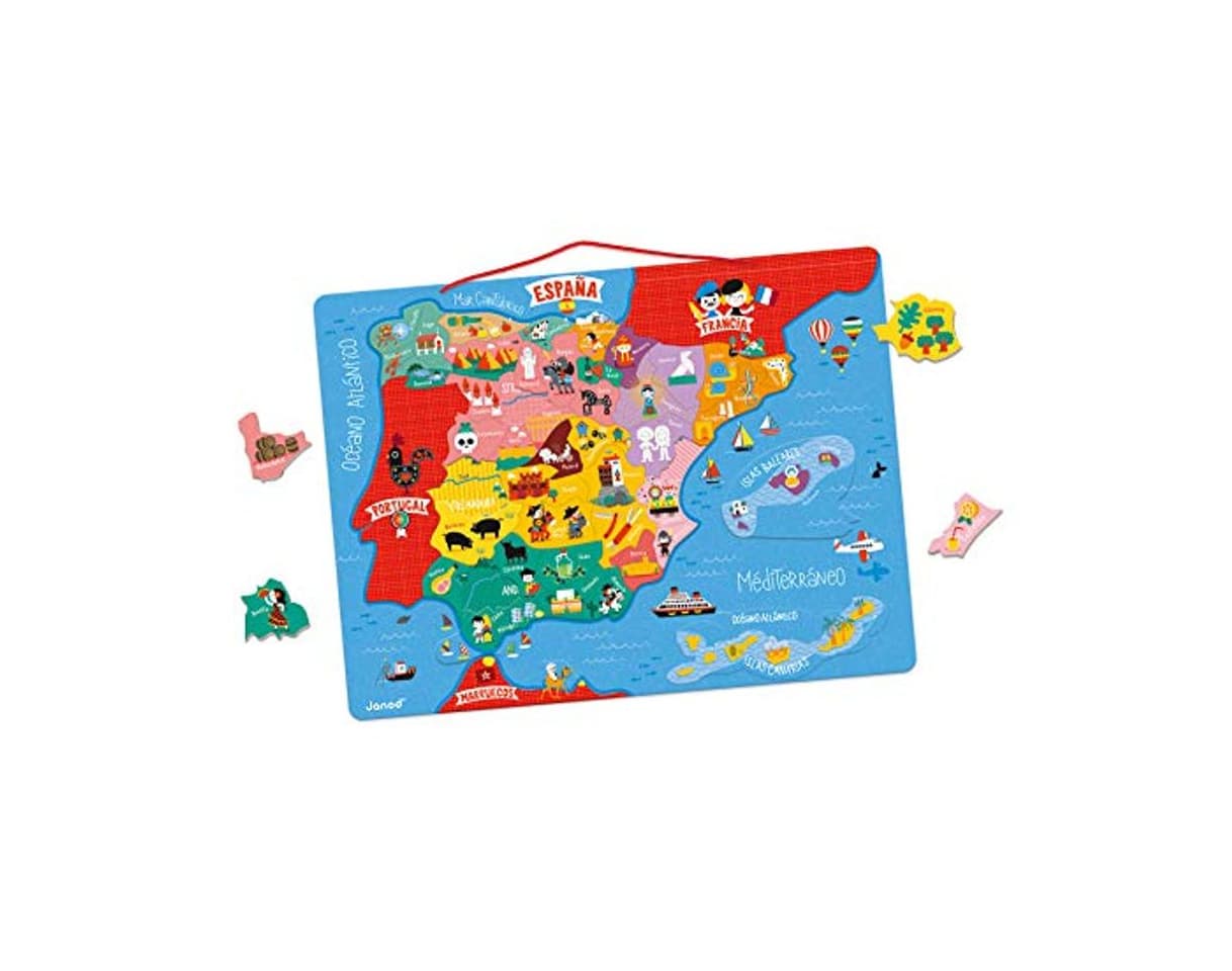 Producto Janod- Mapa Magnético de España 50 Piezas, Multicolor, única