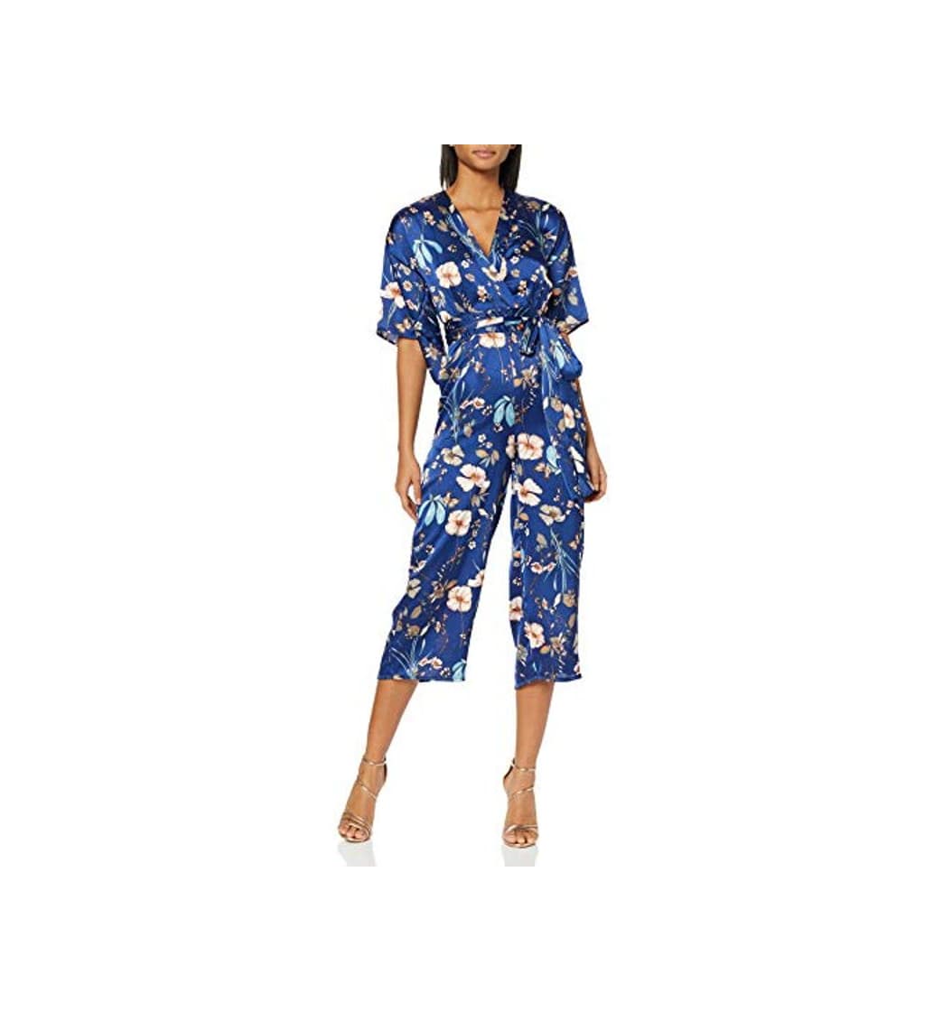 Fashion Mela Garden Story Print Kimono Sleeve Jumpsui Mono Largo, Azul