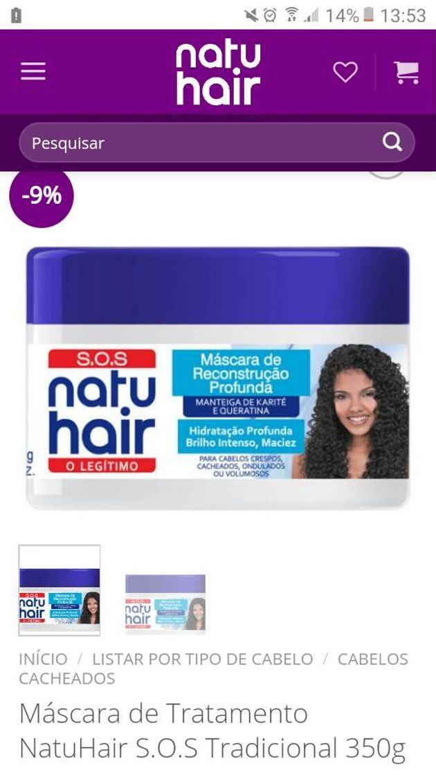 Producto Máscara de Tratamento NatuHair S