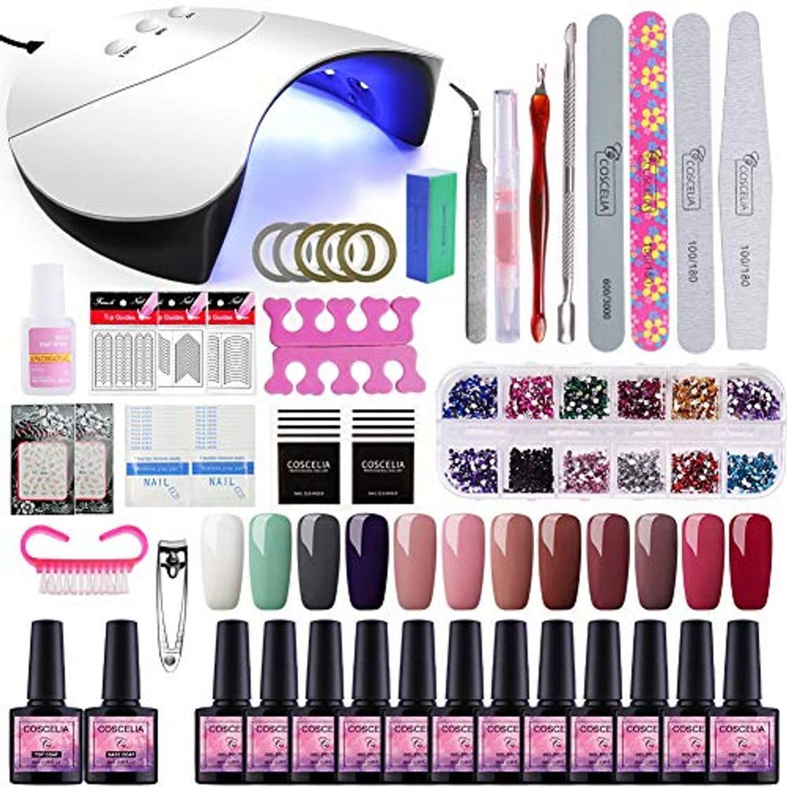 Beauty Saint-Acior 36W USB Lámpara Secador de Uñas 12PCS Esmalte Semipermanente Kit Uñas