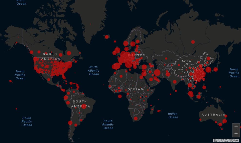 Moda Mapa Mundial Coronavirus