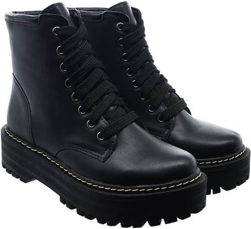 Moda Bota Coturno Preto Fosco 