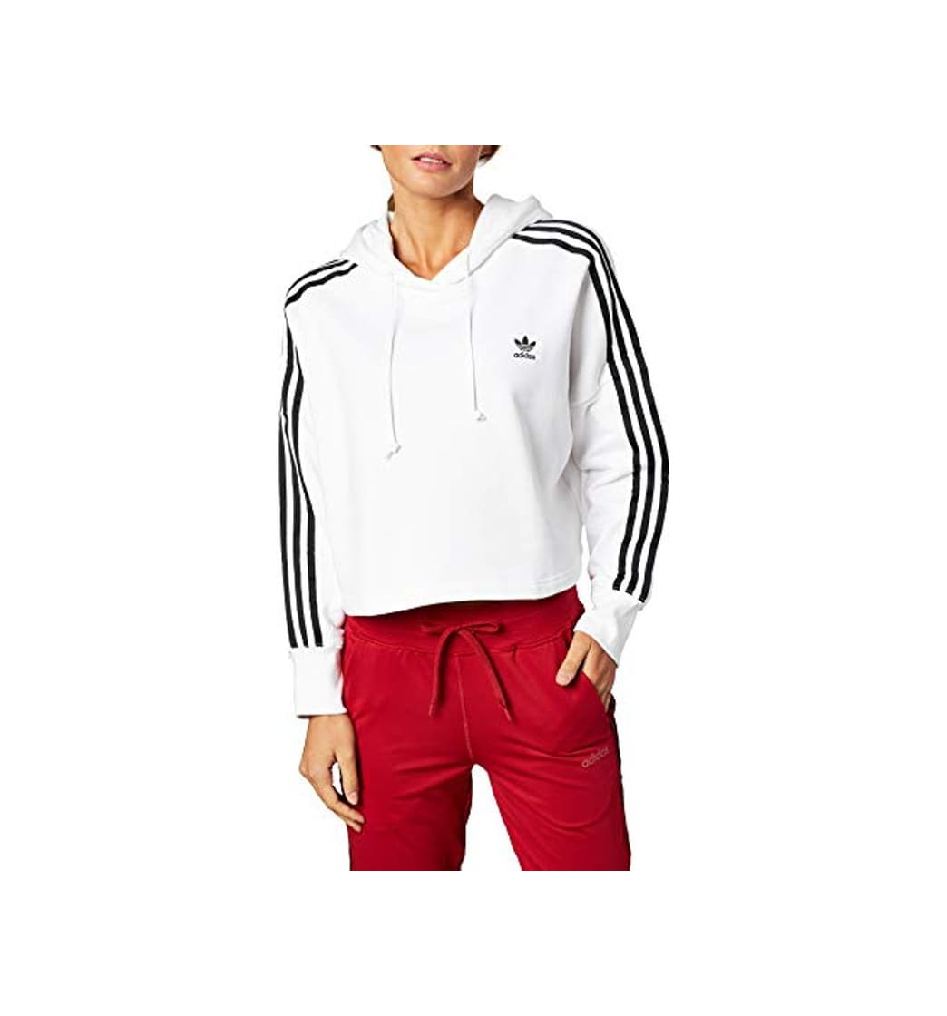 Moda Adidas Cropped Hood Sudadera con Capucha, Mujer, Blanco