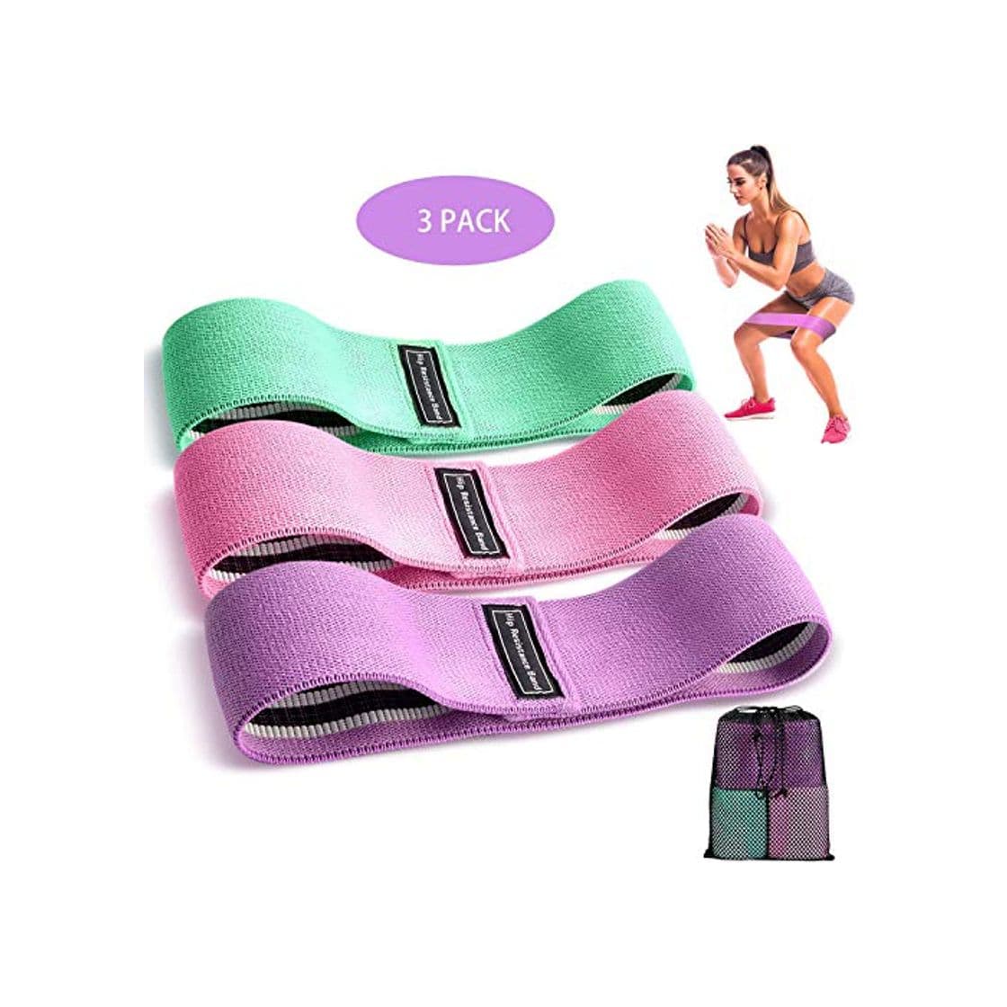 Producto LINJIA Bandas de Resistencia Fitness Cintas Elasticas Musculacion Bandas Elásticas Musculacion para Fitness con Niveles Resistencia Antideslizante para Piernas Glúteos Pilates Fuerza Estiramientos