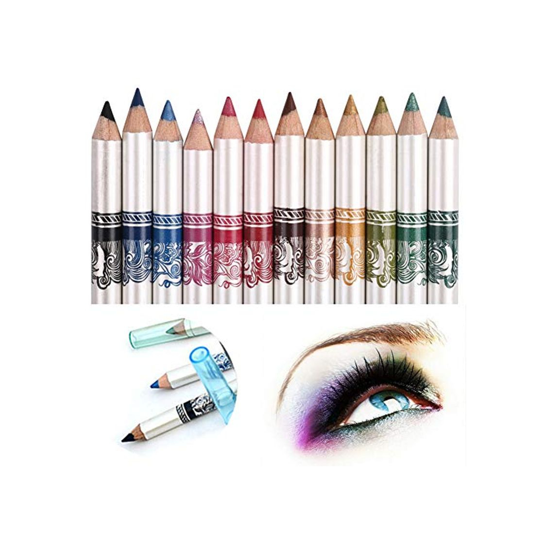 Product CINEEN 12 Colores Larga Duracion Delineador de ojos Delineador de Labios Lápiz