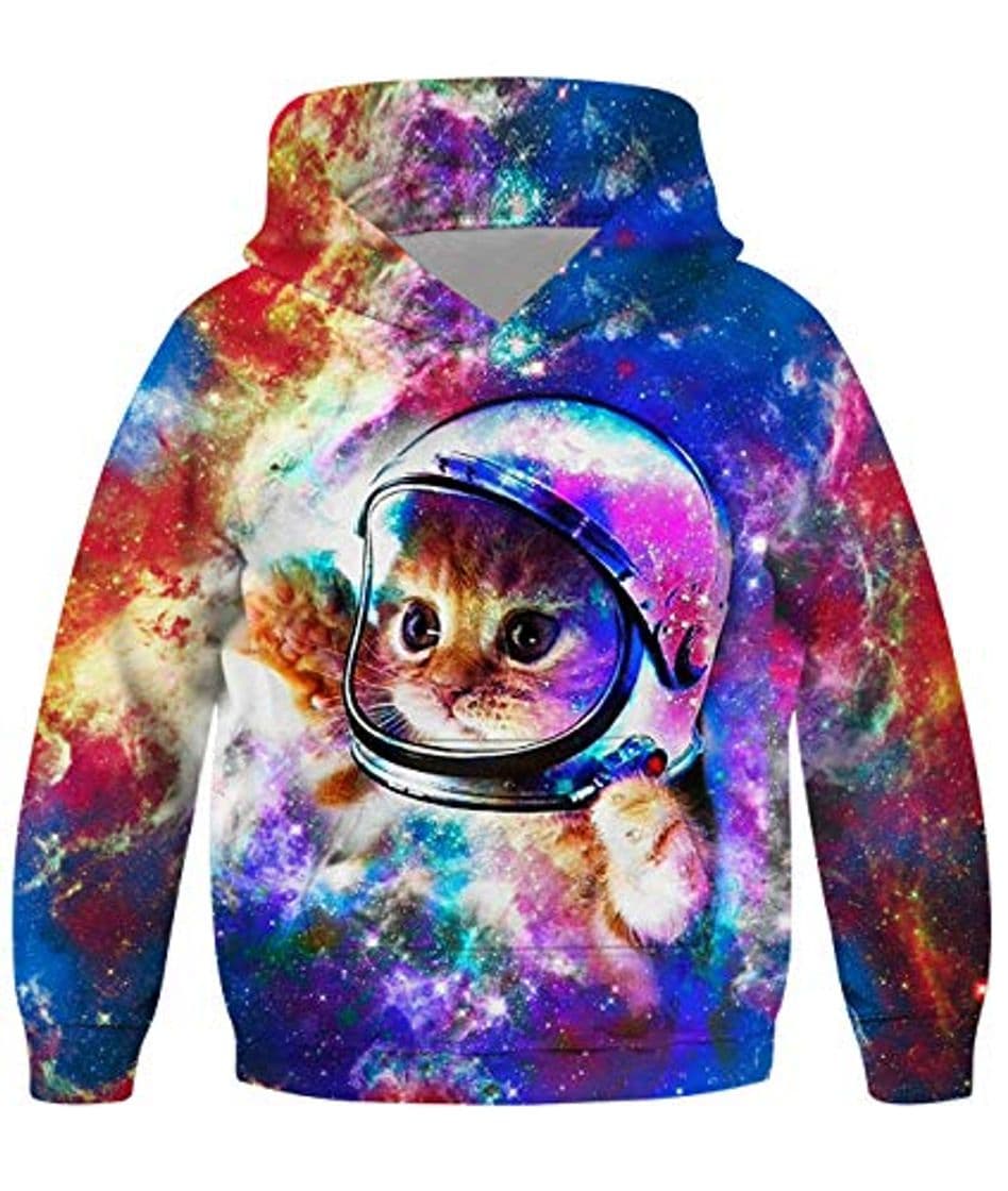 Fashion Spreadhoodie Unisexo Niños Niñas Sudaderas con Capucha 3D Gato Gráfico Hoodie Pullover