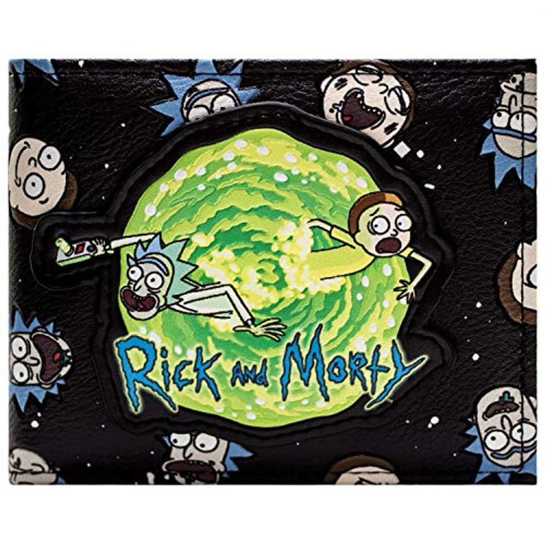 Fashion Cartera de Rick and Morty Tiempo Portal de Viajes Pistola Negro