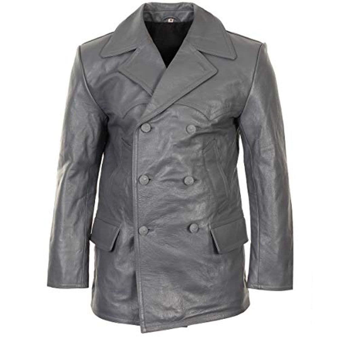 Moda Epic Militaria Kriegsmarine alemán de Piel de Color Gris Chaqueta Impermeable y