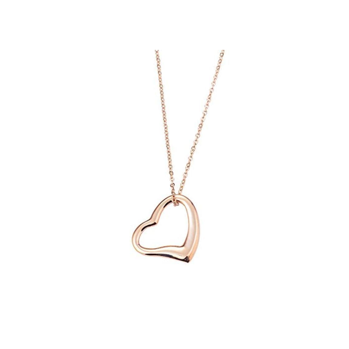 Product Large Heart Necklace) - BellaMira 14K Rose Gold Open Heart Pendant Necklace