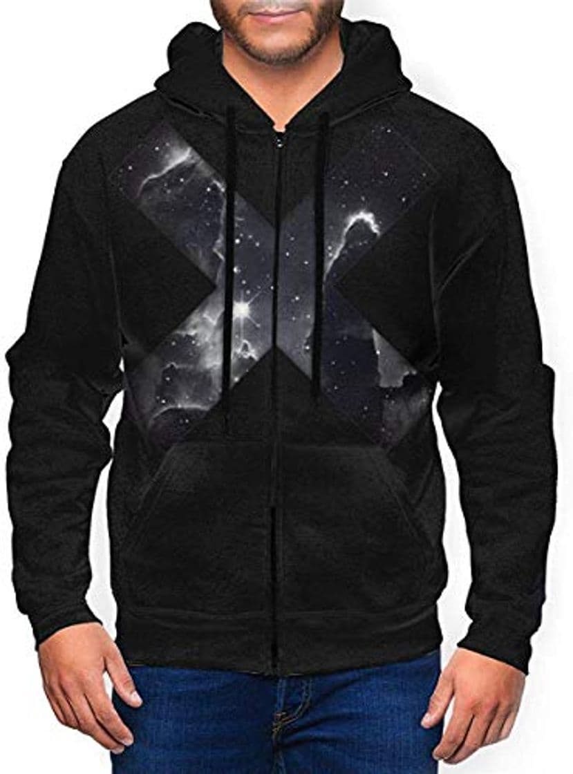 Moda The XX Mens 3D Fashionable Zipper Hoodie Coat Black