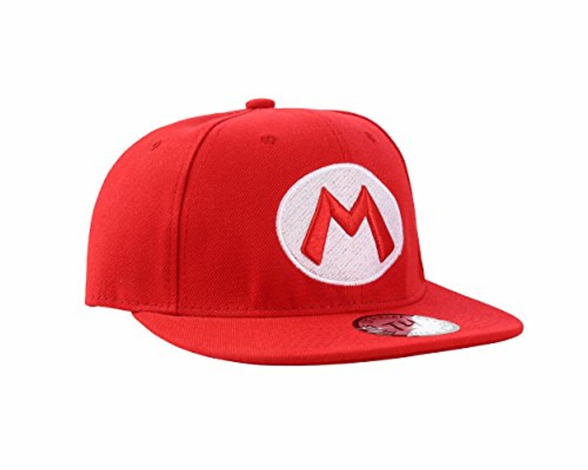 Moda Gorra Snapback de Pico Plano Mario Rojo