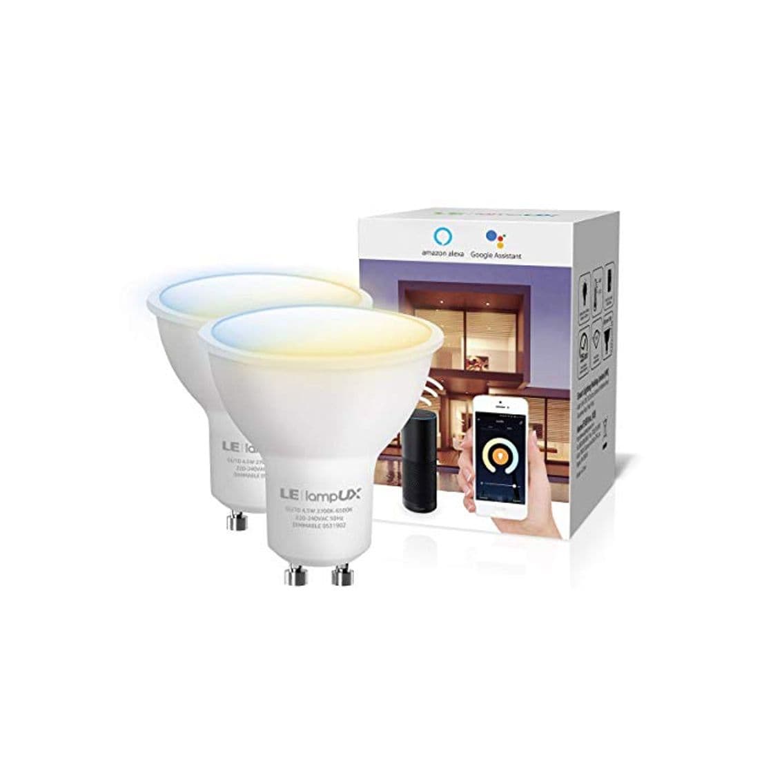 Producto LE Bombillas Inteligentes GU10, Bombilla WiFi Funciona con Alexa y Google Home,