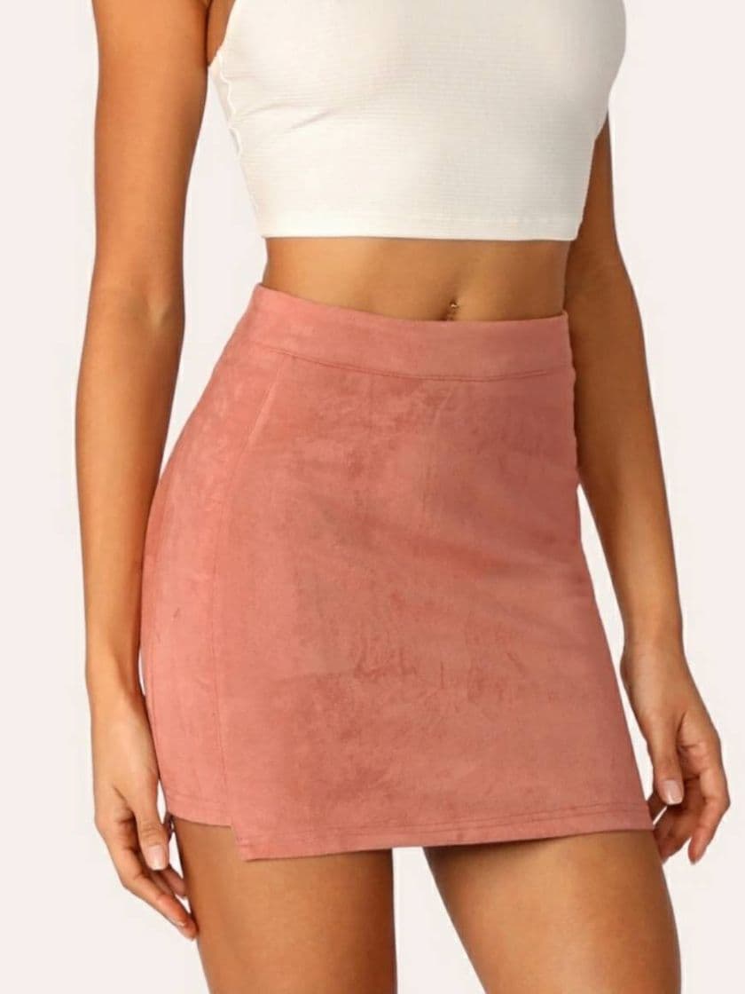 Fashion Stepped Side Suede Skirt