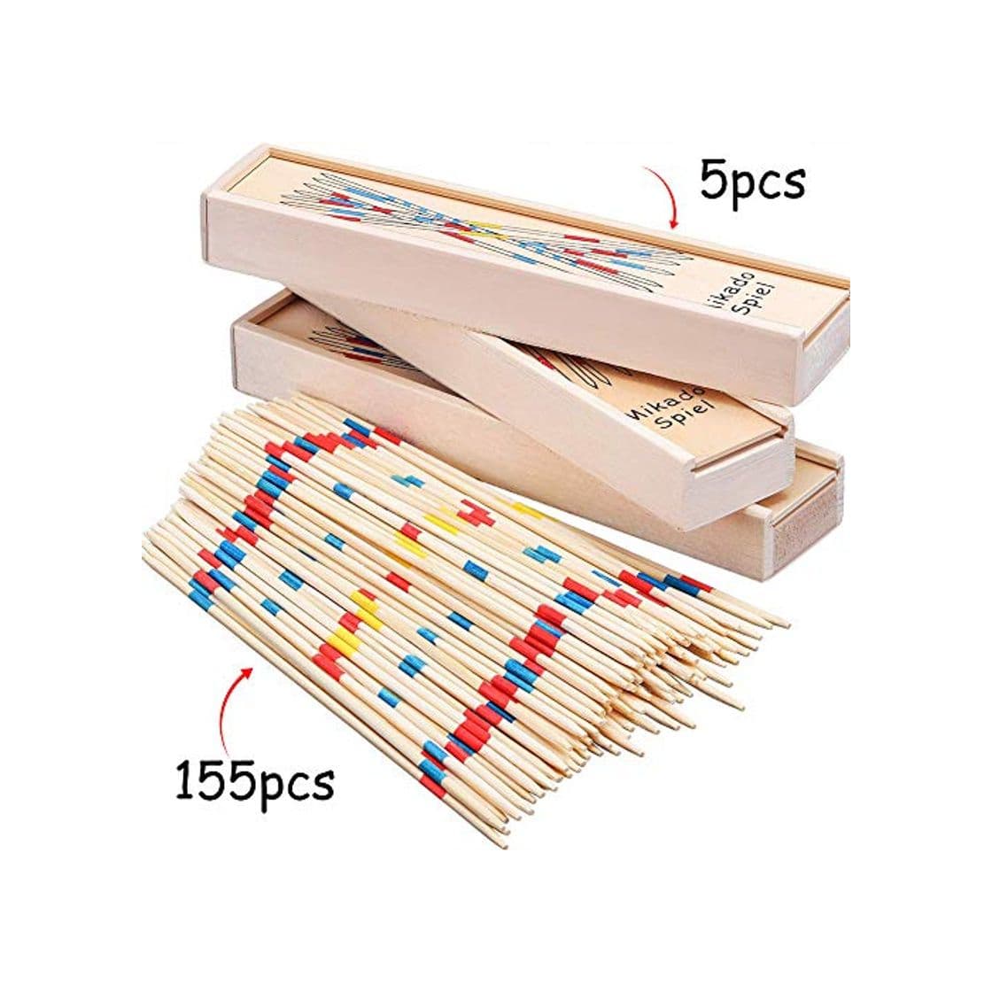 Product BESTZY 155pcs Mikado Juego de Mesa con Caja de Madera Sticks Estrategia Palillos Palitos Chinos