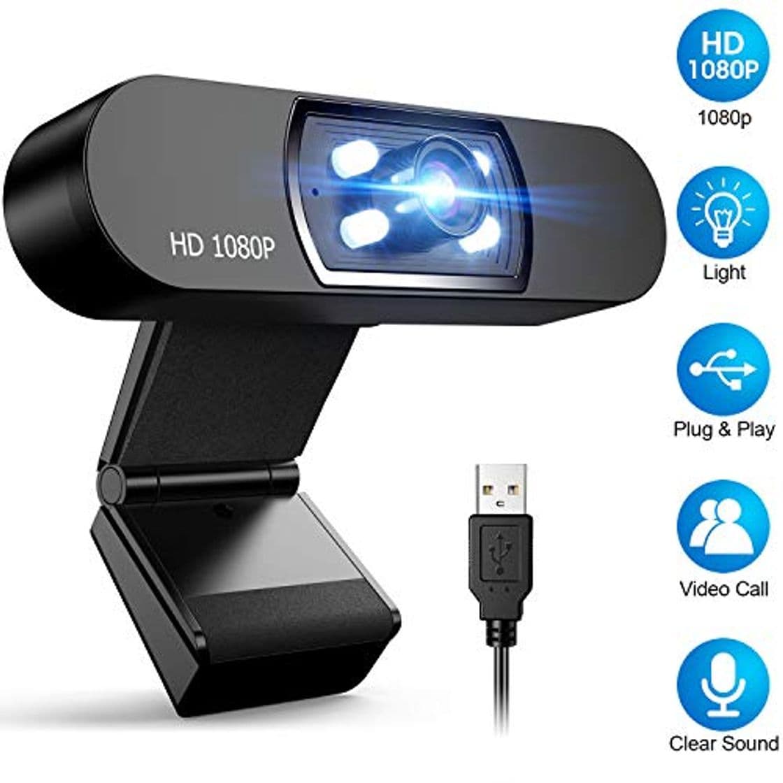 Product Zacro Cámara Web Full HD 1080P con luz Selfie y Micrófono