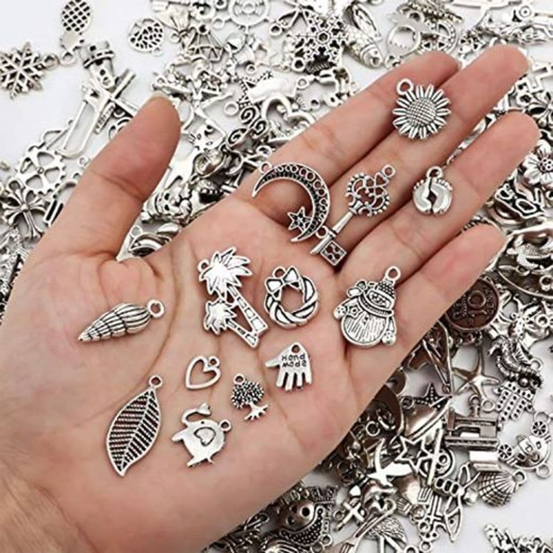 Producto 300 Piezas Colgantes Dijes de Metal de Plata de Tibetano Liso para Accesorios de Pendientes Collar Pulseras Hacer de Joyería de Arte de Bricolaje