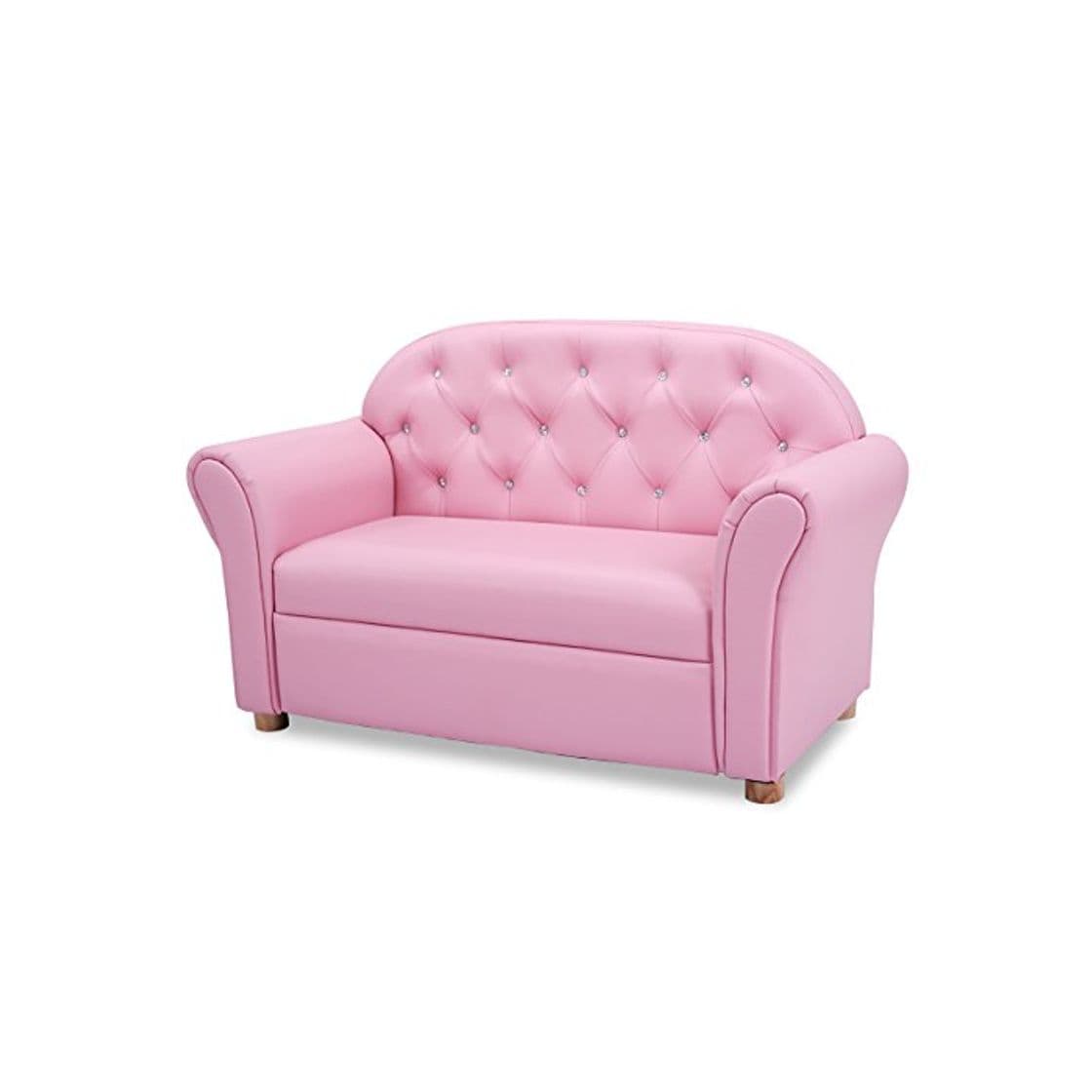 Producto COSTWAY Sofá para Niños de 2 Plazas Sillón para Infantil Sofá Princesa Mueble para Niña para Dormitorio Salón Color Rosa