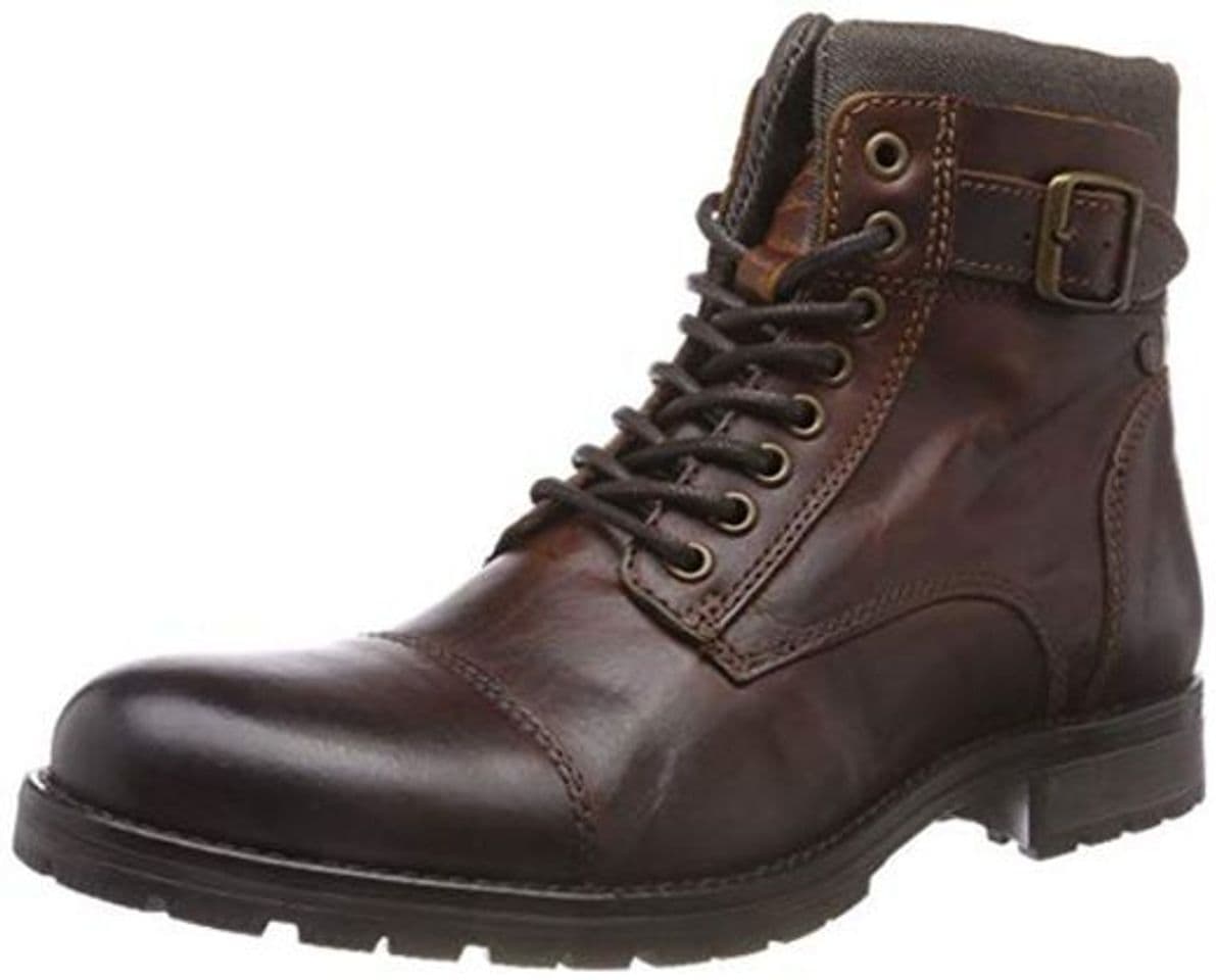 Product JACK & JONES Jfwalbany Leather STS, Botas Estilo Motero para Hombre, Marrón