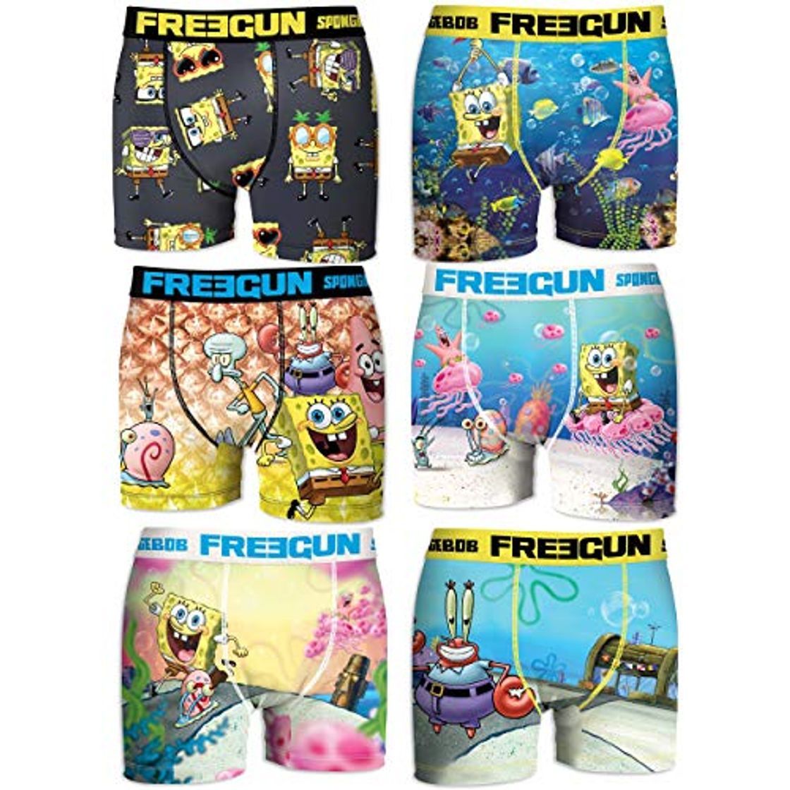 Fashion FREEGUN Pack 3 Calzoncillos Bob Esponja Sorpresa para niño