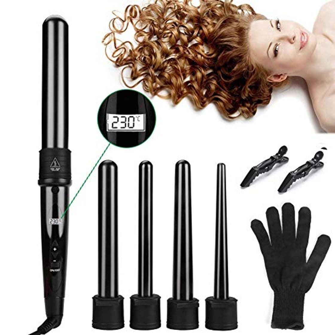 Producto Rizador de Pelo 5 en 1, Rizadoras Profesionales Pantalla LCD Rulos Kit