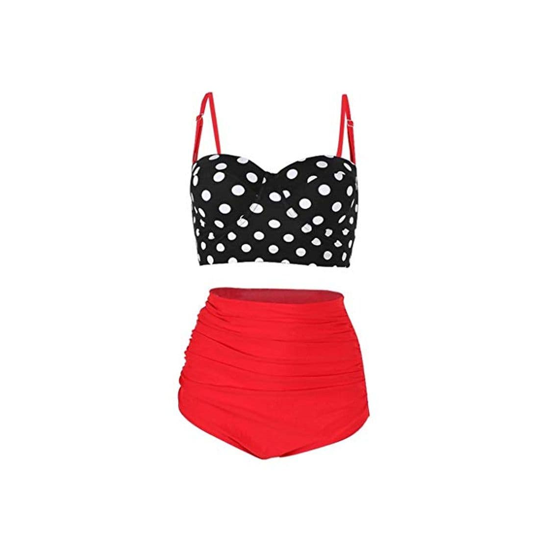 Moda URIBAKY Traje De BañO De Verano para Mujer Bikini De Dos Piezas con Estampado De Punto Sujetador Bandeau Y Color SóLido Braguitas Traje De BañO Ropa De Playa CóModa