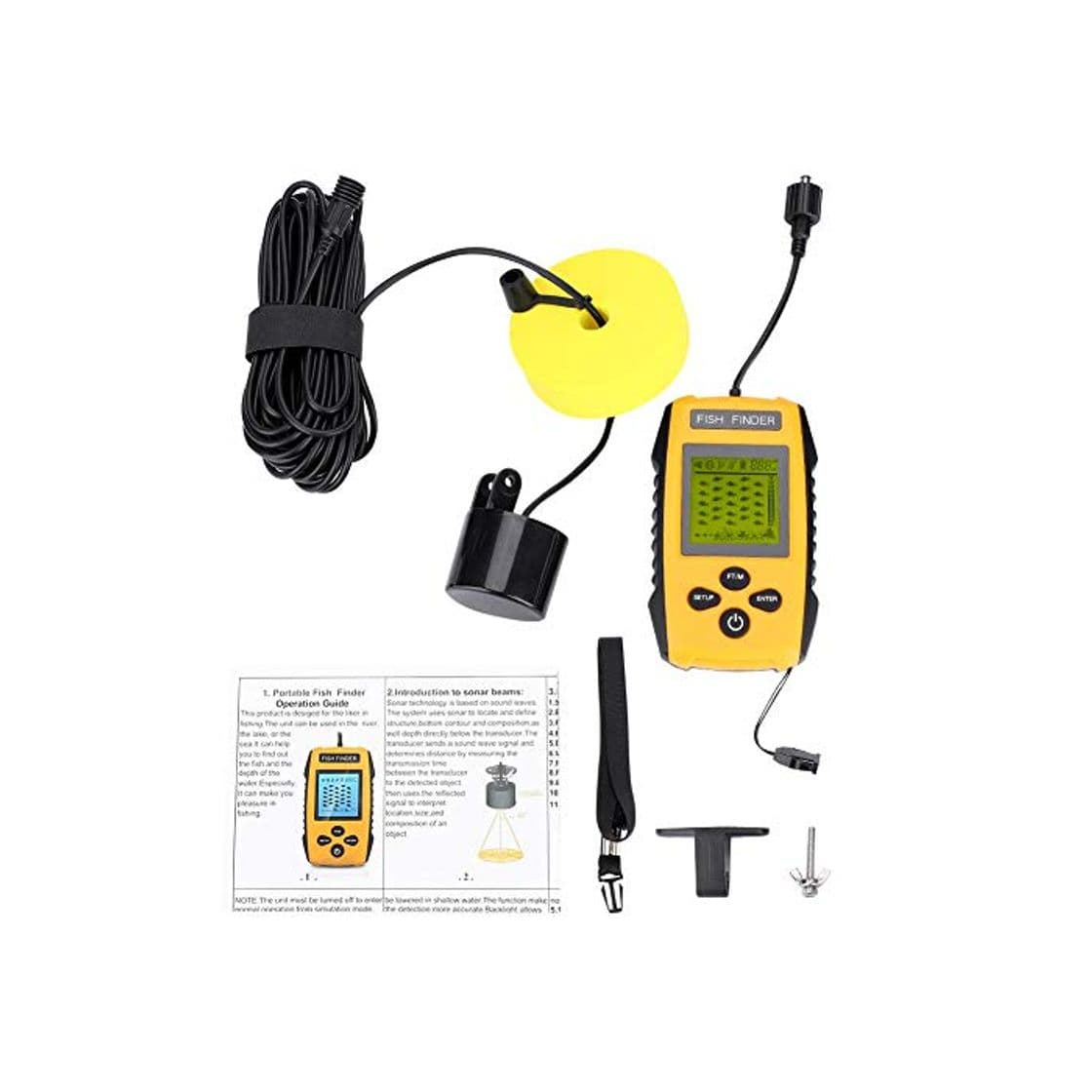 Producto Alomejor Fish Finder 100M Sensor de sonda LCD portátil Sond Fish Transductor Submarino para Accesorios de Pesca