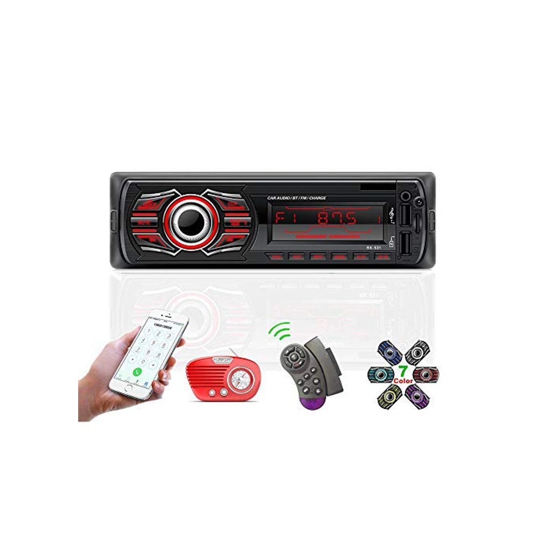 Producto Radio Coche, TOYOUSONIC 12V Universal Autoradio 1 DIN Bluetooth Llamadas Manos Libres