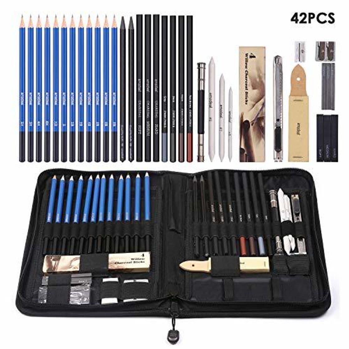 Producto Amzdeal 42 Pcs Lápices de Dibujo Artístico para Boceto