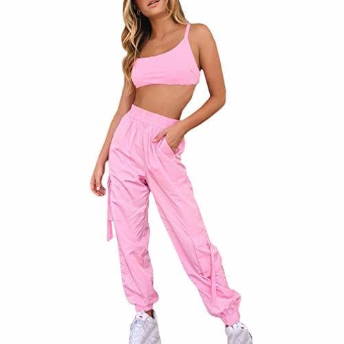 Moda Yying Juego de Dos Piezas en Color Rosa Caramelo Conjunto de Top