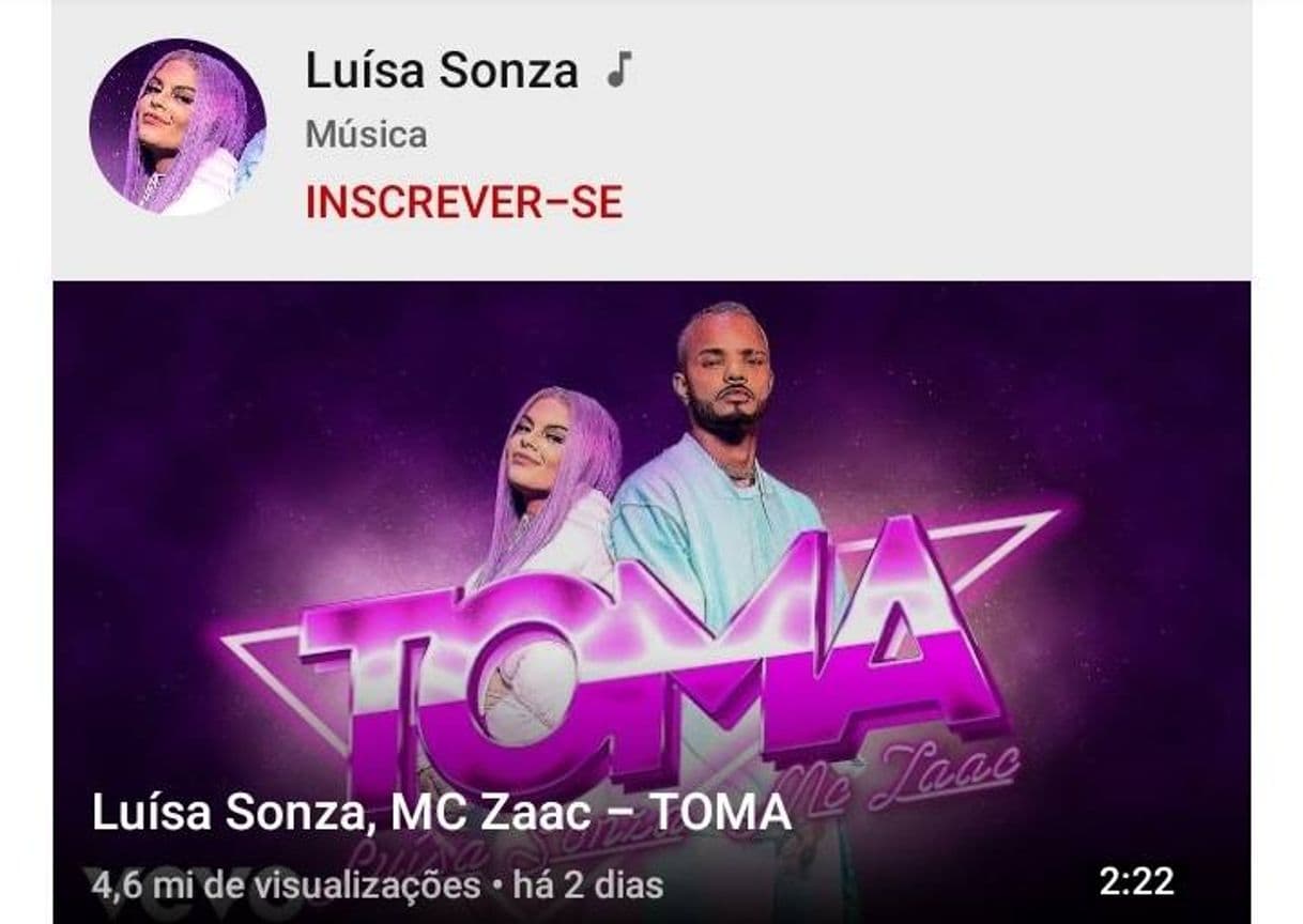 Canción Luísa Sonza - ASSISTA MT #TOMA https://youtu.be/7Z6P1OuHpkI ...