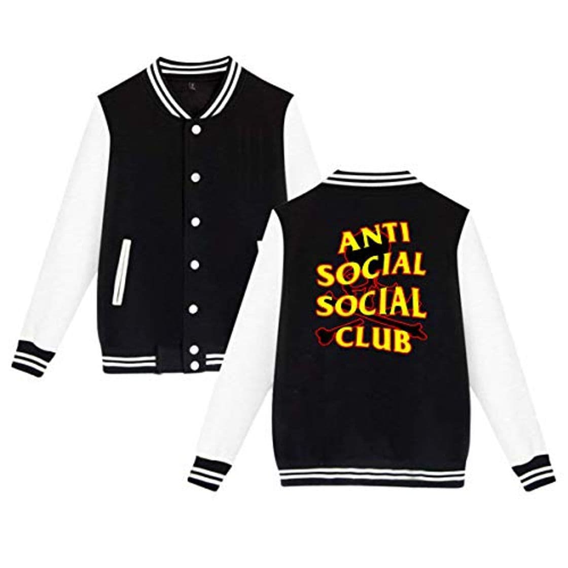 Fashion Anti Social Social Club Chaqueta universitaria Unisex Personalizada Chaqueta de béisbol Personalizada Uniforme Plus Chaqueta Polar M