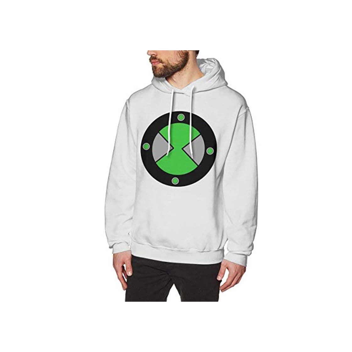 Fashion JIUYU Omnitrix Impreso Sudadera con Capucha de Manga Larga para Hombre White