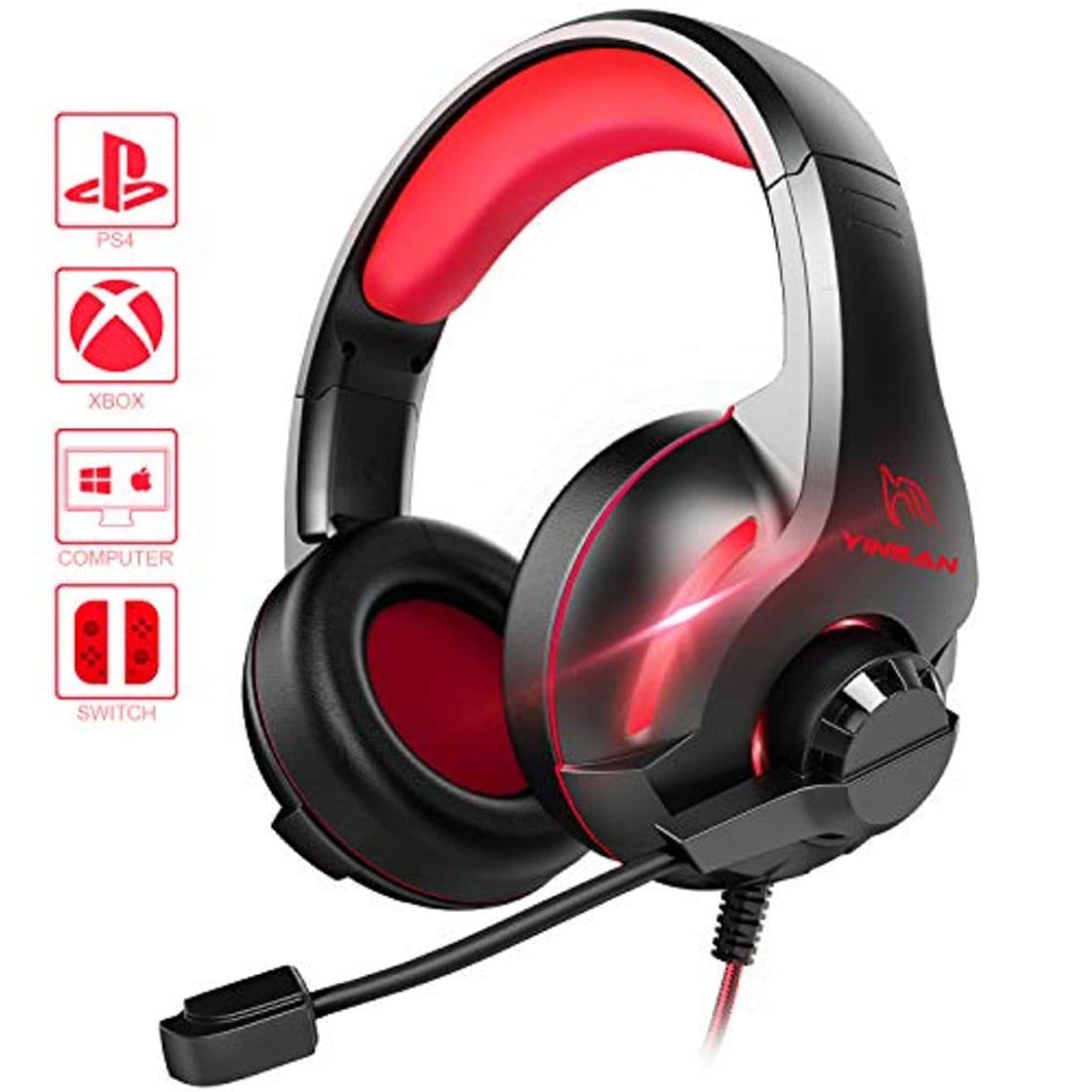 Producto Cascos PS4, YINSAN Auriculares Gaming Estéreo da 3,5 mm Jack con Micrófono