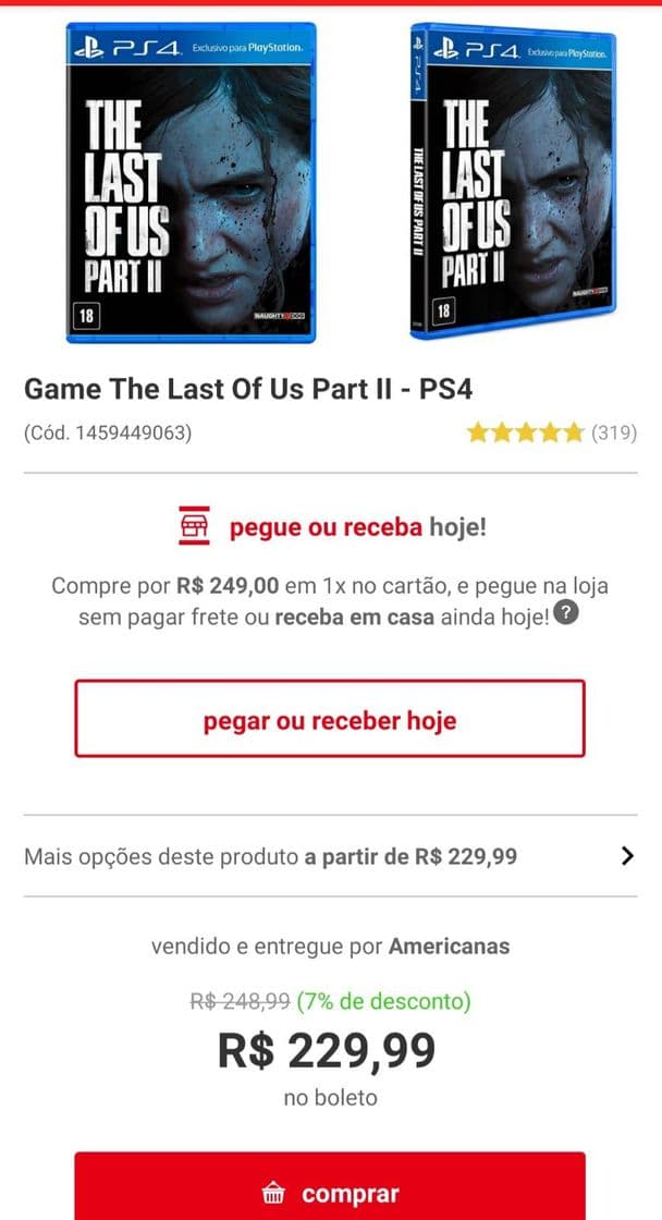 Videogames Game The Last Of Us Part II - PS4 nas americanas