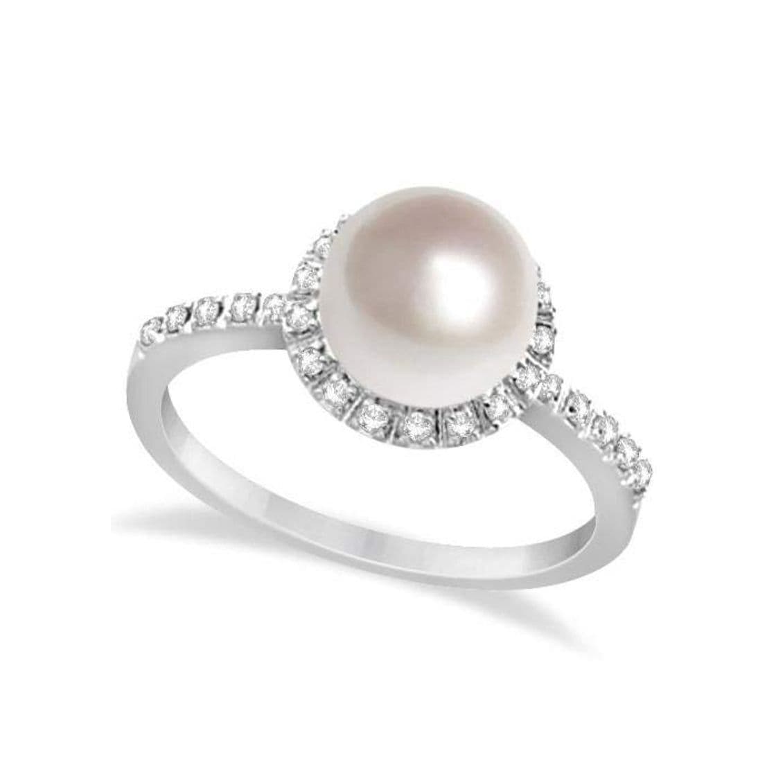 Producto Anillo de perlas y diamantes de agua dulce Halo Oro blanco de