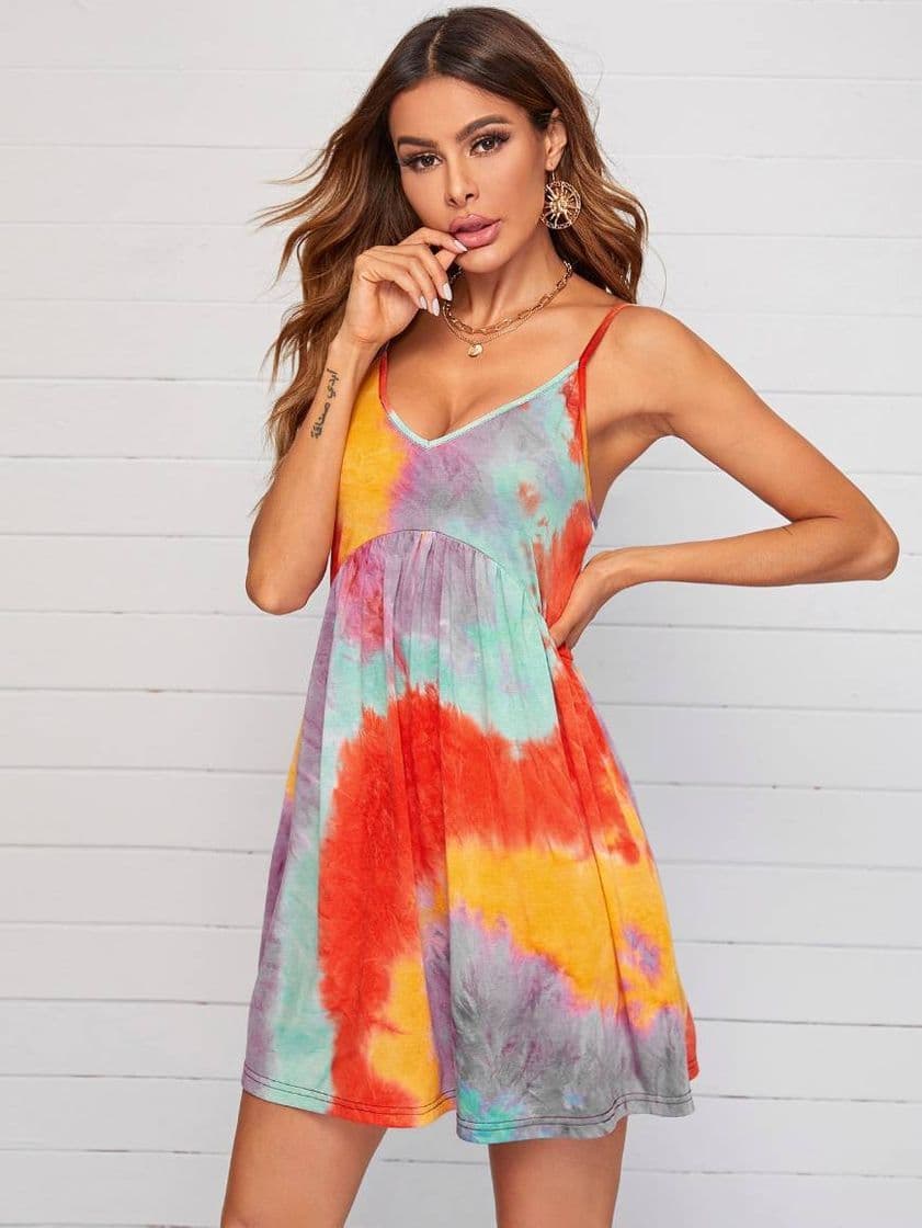 Moda Vestido de tirantes de tie dye