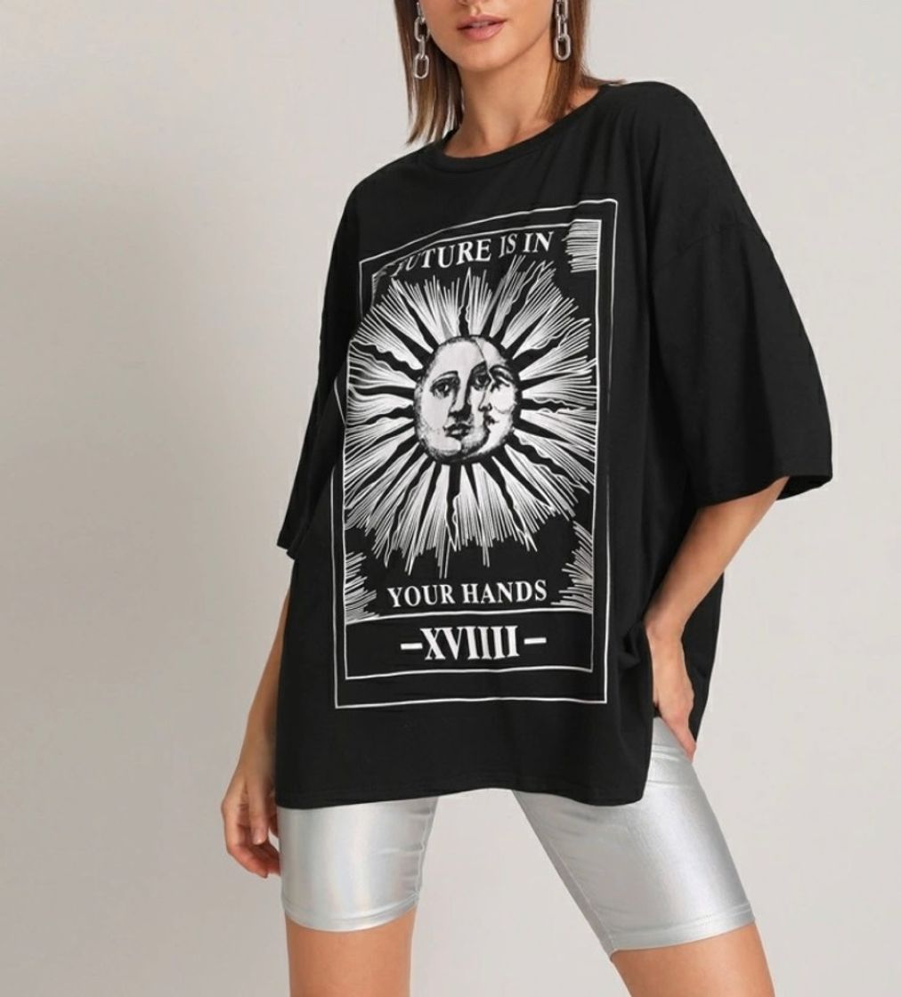 Moda SHEIN Camiseta con estampado de cómic y letra