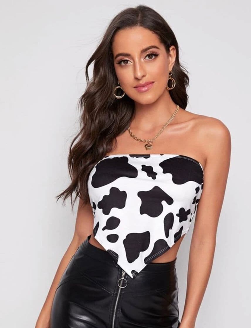 Moda Top tubo pañuelo con estampado de vaca