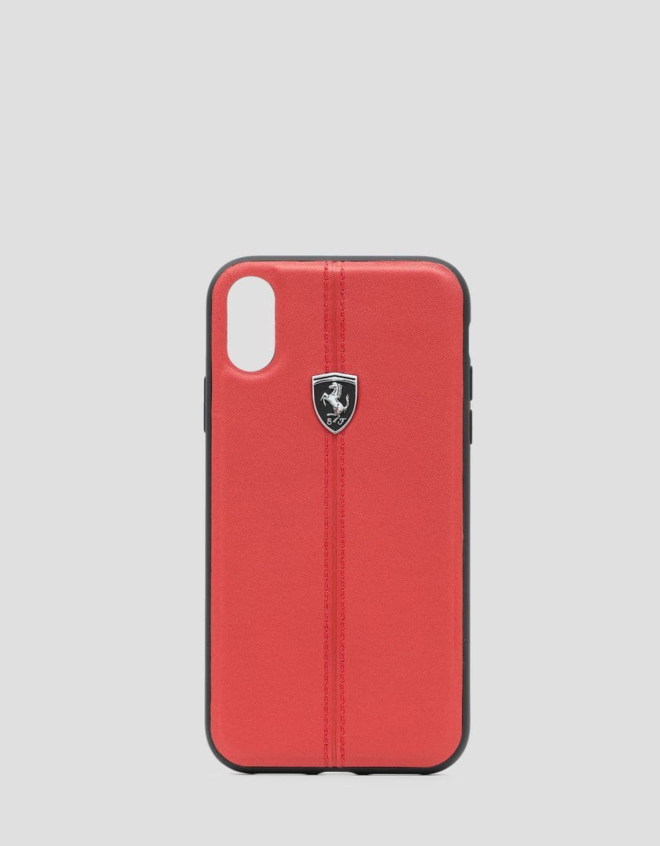 Moda Funda rígida de piel de color rojo para iPhone XR Ferrari Unisex ...