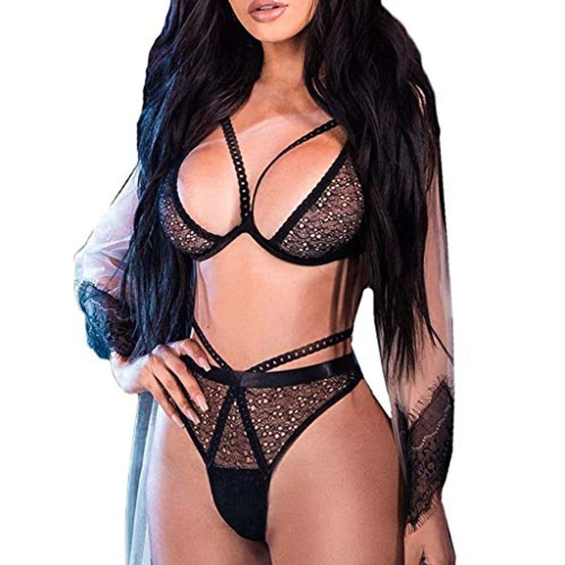 Fashion Luckycat Mujer Sexy Sujetador de Encaje Profundo V Bralette Ropa Interior inalámbrica Ropa Interior